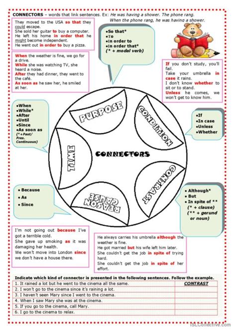 Connectors English Esl Worksheets Pdf Doc