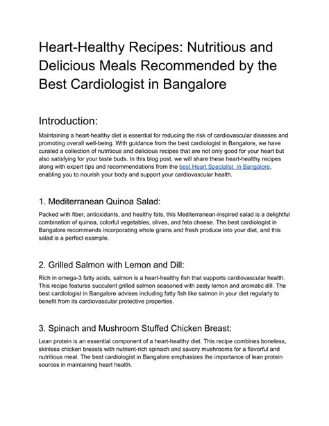 Ppt Heart Healthy Recipes Nutritious And Delicious Meals Recommended By The Best Cardiologist