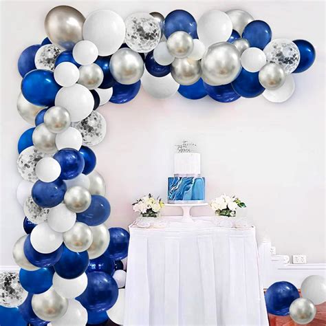 Oumuamua 123pcs Blue Silver White Balloons Garland Arch Kit