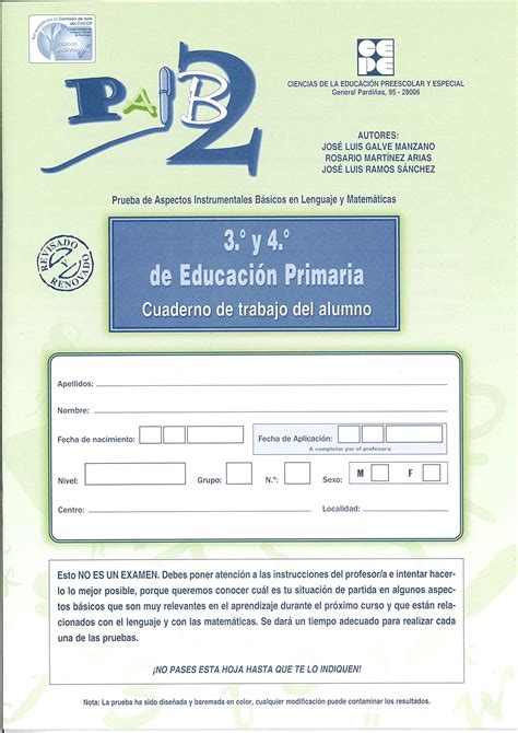 PAIB 2 Cuaderno de trabajo del alumno 3º y 4º de Primaria Galve