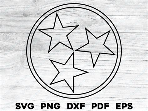 Tennessee Tri Star Outline Svg Png Dxf Eps Pdf Vector Graphic Design