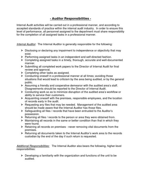 Auditor Responsibilities Pdf Internal Audit Audit