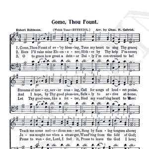 Come Thou Fount Hymn Lyrics Hymnal Sheet Sheet Music Home Etsy Israel