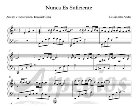 Partitura Para Piano Nunca Es Suficiente Los Ngeles Azules Mercadolibre