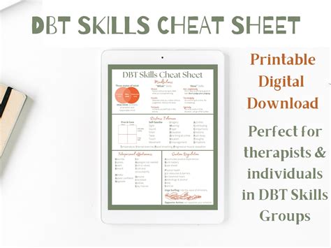 Dbt Skills Cheat Sheet Printable Pdf Etsy Canada