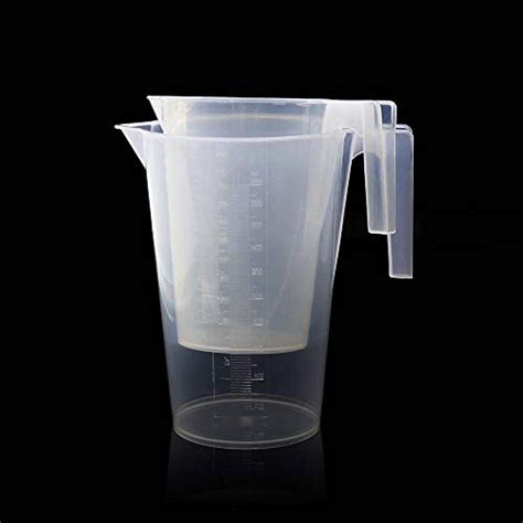 Ulab Half Handle Plastic Measuring Beaker Set Stackable 2 Sizes 1000ml 2000ml With Spout And