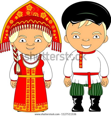 Man Woman Traditional Costume Vector Flat Stock Vector Royalty Free