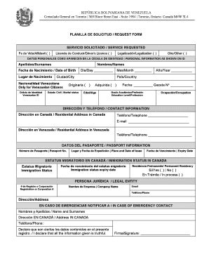 Fillable Online PLANILLA DE SOLICITUD REQUEST FORM Fax Email Print