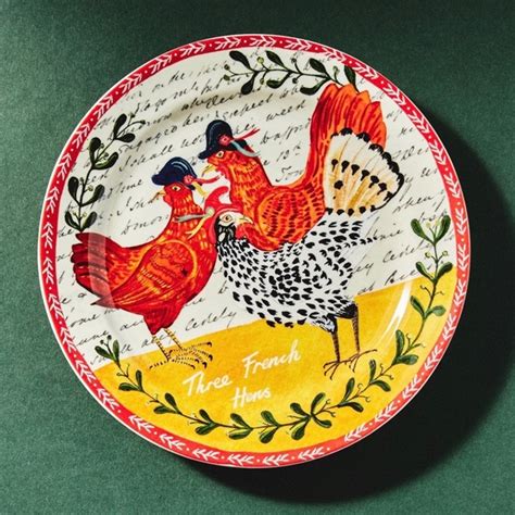 Anthropologie Dining Emily Maude 2 Days Of Christmas 3 French Hens