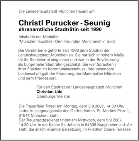 Traueranzeigen Von Christl Purucker Seunig Trauer Merkur De