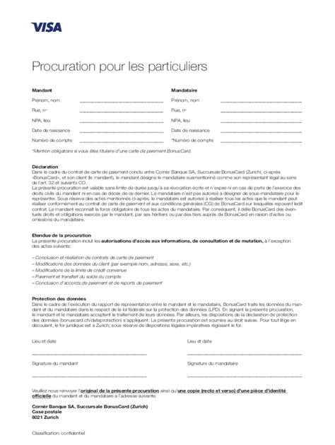 Fillable Online Procuration Pour Les Relations Avec Lealta Fondation De