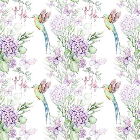 Premium Photo A Seamless Pattern With Birds And Flowers