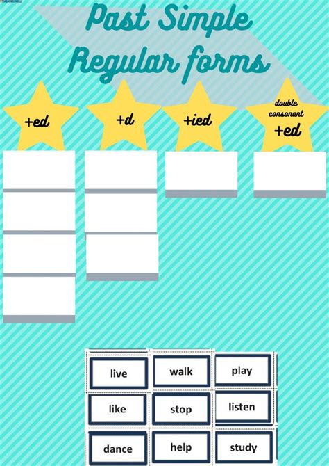 A Poster With Five Stars On It And The Words Past Simple Regular Forms