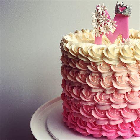 Pink Ombre Rosette Buttercream Cake For A 1st Birthday Cute Cakes Cake Buttercream Cake