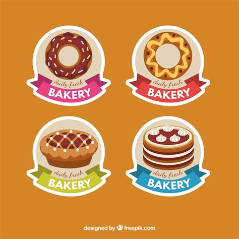 Free Vector Set Of Bakery Stickers In Flat Style