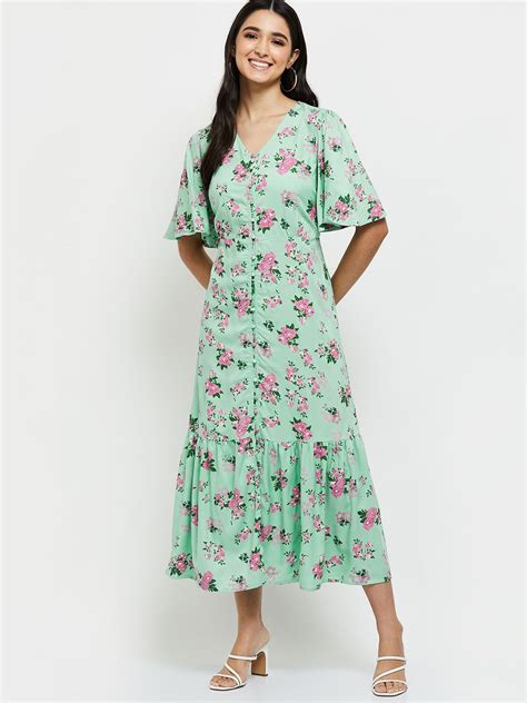 Buy Max Women Green Floral Maxi Dress Dresses For Women 18207176 Myntra