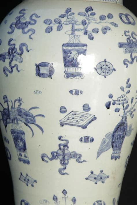 Big Pair Blue And White Chinese Ming Porcelain Amphora Lidded Urns Vases