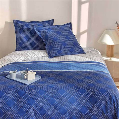 Sedao Vente Linge De Maison Parure De Lit Percale Indigo