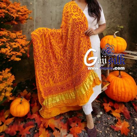 Gaji Silk Dupatta Bandhani Original Pure Silk Bandhej Loom