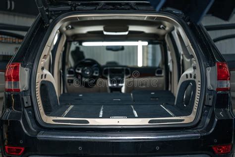 Clean Open Empty Car Trunk In The Car Detailing Service Stock Image