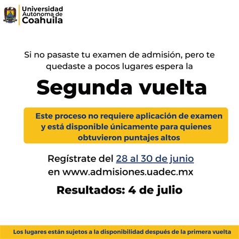 Registro De Segunda Vuelta Para Aspirantes De La Uadec Abierto Del