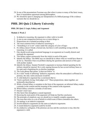 PHIL 201 Quiz 1 2 3 4 Liberty Homeworksimple Docx