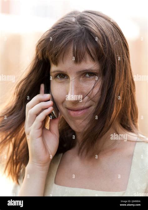 Women Talking Mobile Phone Stock Photo Alamy