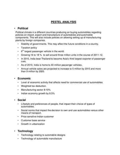 Pest Analysis Automobile Industry