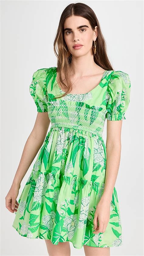 Farm Rio Dewdrop Floral Green Mini Dress Shopbop