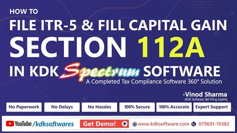 Webinar How To File Itr 5 And Fill Capital Gain Schedule 112a Using Kdk