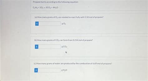 Solved Propane Burns According To The Following Equation Chegg