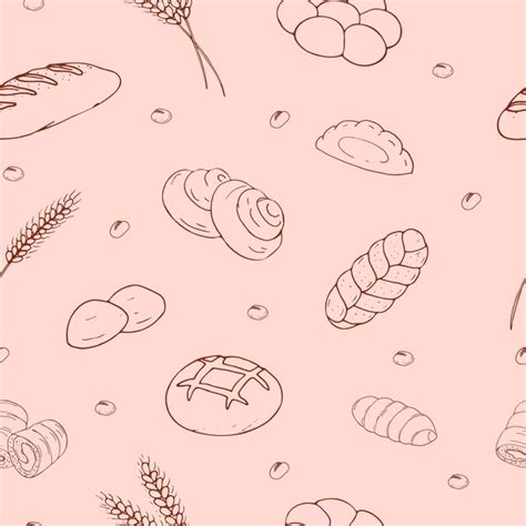 Premium Vector Hand Drawn Seamless Pattern Of A Bakery Bread And