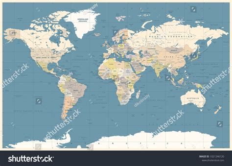 Vektor Stok Political Colored Dark World Map Vector Tanpa Royalti