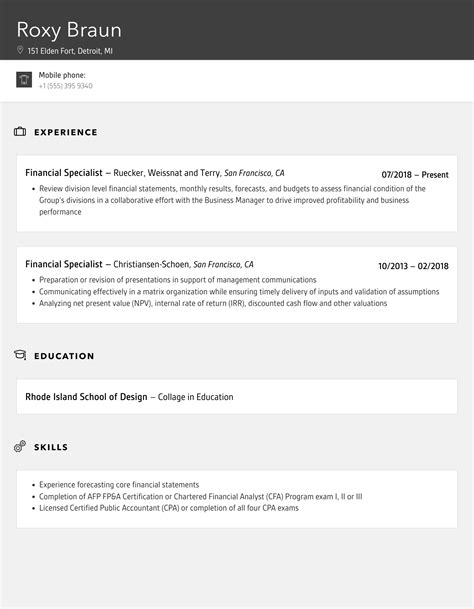 Financial Specialist Resume Samples Velvet Jobs