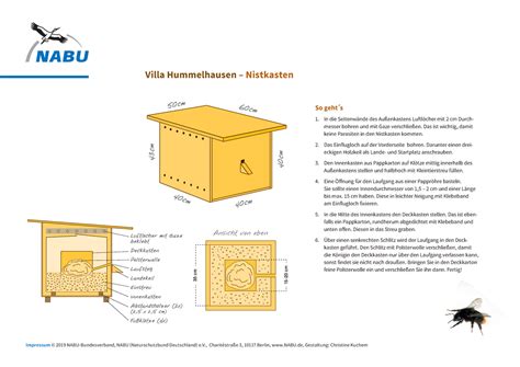 Bauanleitung Hummelkasten Villa Hummelhausen Nistkasten Impressum