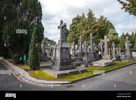 Tombstones In Cemetery At Dusk Ireland Stock Photo Alamy