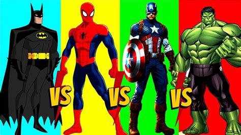 Superheroes Color Dance Challenge Batman Vs Spiderman Vs Captain America Vs Hulk Youtube