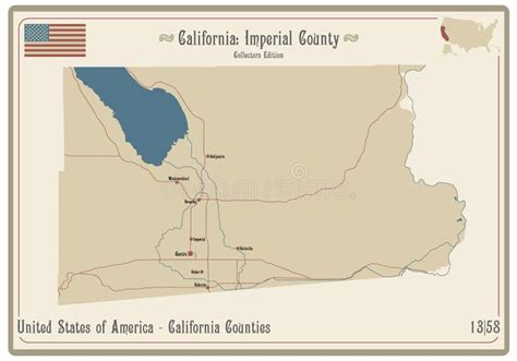 California: Imperial County Map Stock Vector - Illustration of rivers ...