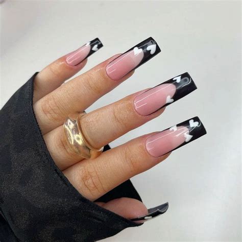 The 35 Cute Valentine S Day Nails Acrylic Black French Tip Nails