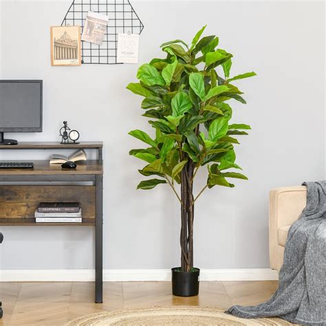 Freeport Park® 61 Faux Fiddle Leaf Fig Tree In Cement Pot Wayfair