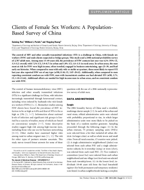 Pdf Hiv Risk Factors Among Clients Of Female Sex Workers In China