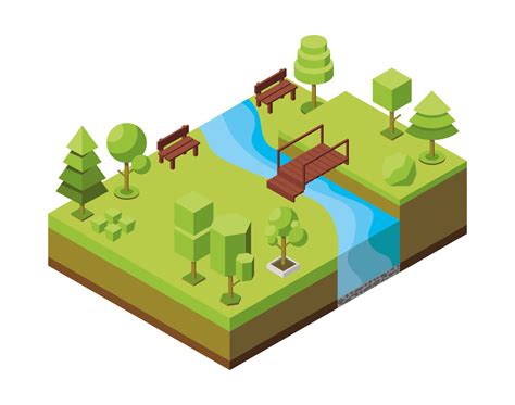 Vector Isometric Illustration Concept Of An Ecological Park