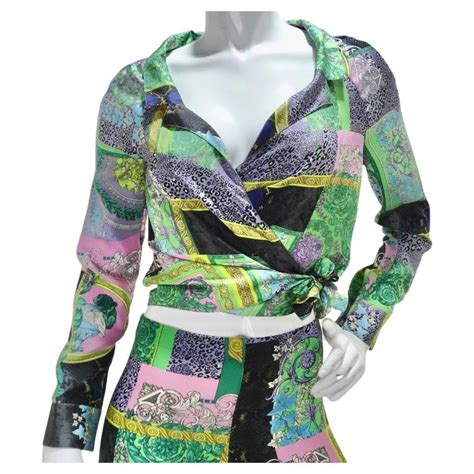 Versace Patchwork Baroque Print Silk Blouse For Sale At 1stdibs