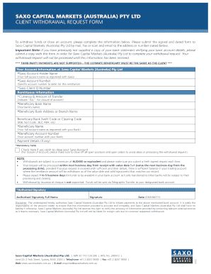 Saxo Capital Markets Withdrawal Request Fill Online Printable