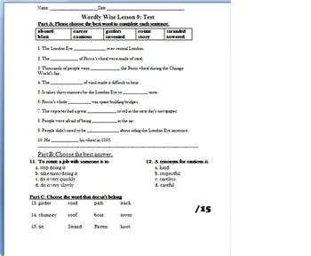 Wordly Wise Book 2 Tests 6 10 By Teach With A Latte Heart TpT