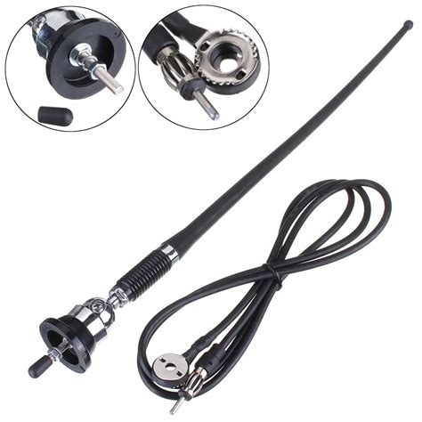 Black Universal Car Stereo 36cm Rubber Mast Antenna Roof Mount Aerial