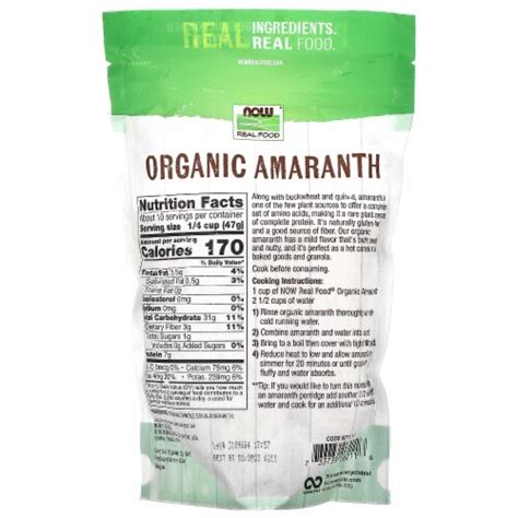 Now Foods Organic Amaranth Whole Grain 16 Oz 454 G 16 Oz Kroger