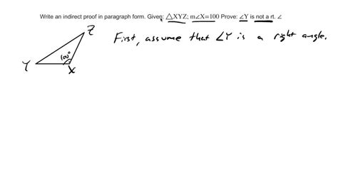 Solved Write An Indirect Proof In Paragraph Form Given X Y Z M ∠ X 100 Prove ∠ Y Is Not A