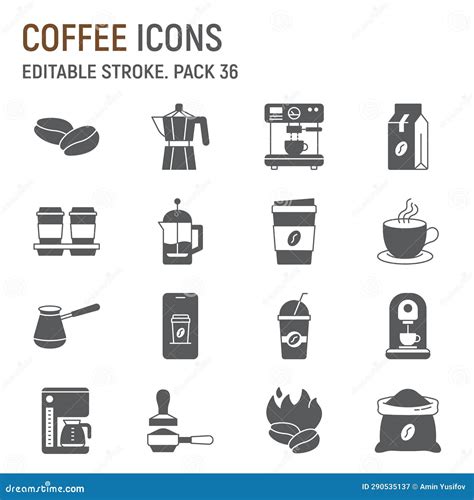 Coffee Line Icon Set Stock Vector Illustration Of Coffee 290535137