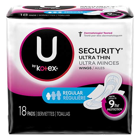 U By Kotex Security Ultra Thin Wings Regular Pads 18 Ea Personal Care Mathernes Market